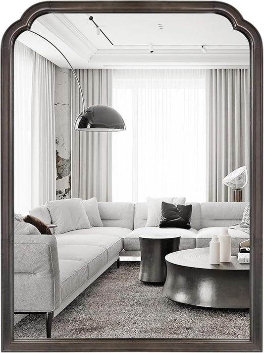 WallBeyond Wood Bathroom Mirrors for Wall Mounted, 30" x 40" Rustic Wood Frame Wall Mirrors Decorative for Living Room or Bedroom Vanity Mirror (Black)