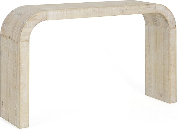 Modern Curved Console Table 52-Inch Narrow Entryway Sofa Table for Living Room Entrance Hallway Furniture, Natural