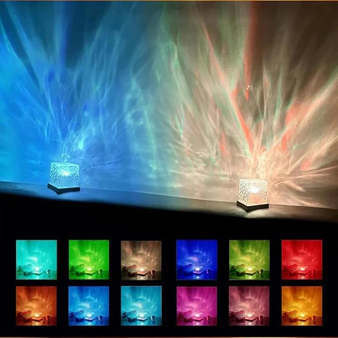 Ocean Wave Projection Lamp, 16 Color RGB Mood Light with Remote, 3D Water Ripple Night Light for Kids Room, Meditation, Yoga, Home Decor(2 Pcs)