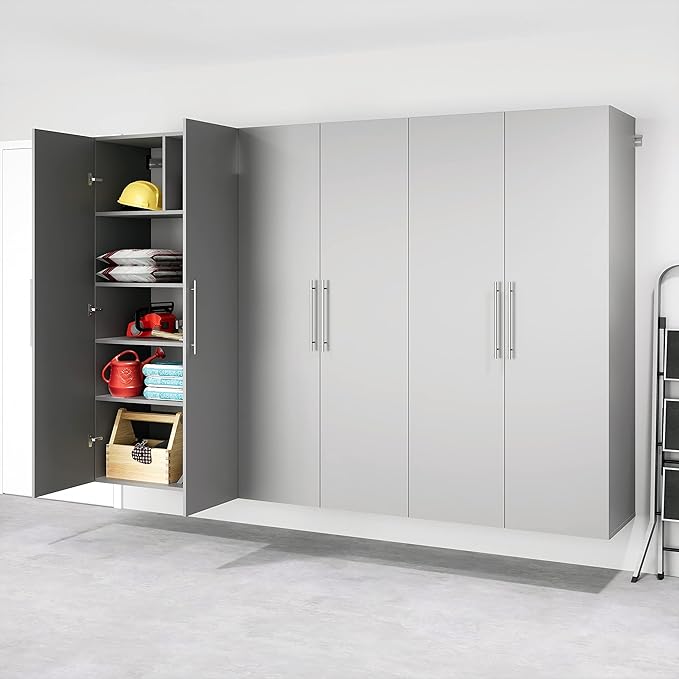 Prepac HangUps Large Storage Cabinet - Immaculate Light Gray 36" Cabinet with Storage Shelves and Doors; Ideal for Bin and General Storage Solutions