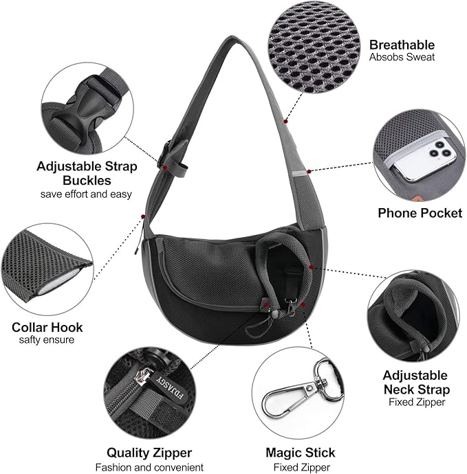 FDJASGY Pet Sling Carrier for Small Dogs Cats,Breathable Mesh Travelling Hand Free Puppy Backpack with Pouch and Adjustable Strap Carrier