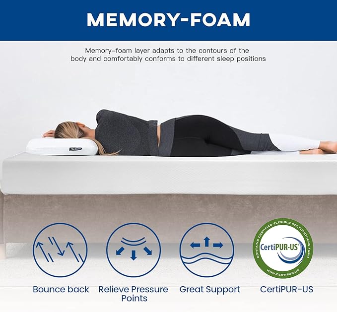 FDW | 10 Inch Full Mattress | Medium Firm | Gel Memory Foam Mattress | White | Bed in a Box, CertiPUR-US Certified | Pressure Relief, Cooling Ventilated Foam | Washable Removable Cover