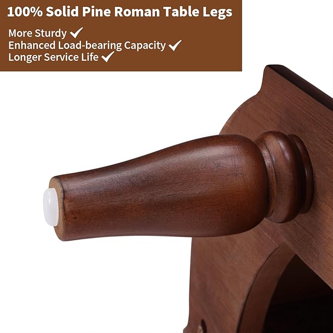 HMFULE Solid Wood Retro Curved Console Table, 43" Half Moon Console Table Sofa Table Entryway Table with 3 Drawers Open Shelf Pine Roman Legs Curved Corners for Living Room,Entryway,Hallway,Cherry