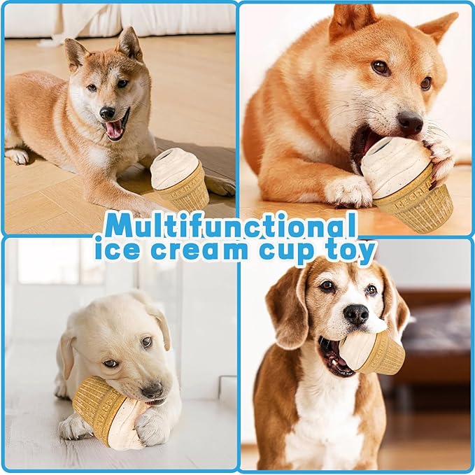 Interactive Dog Toy, Leak Proof Vortex Ice Cream Cone Chew Toy, Frozen Treat Dispensing Dog Toys, Dog Puzzle Toys, Indestructible Dog Toys for Small/Medium/Large Breeds, freezable Dog Toy