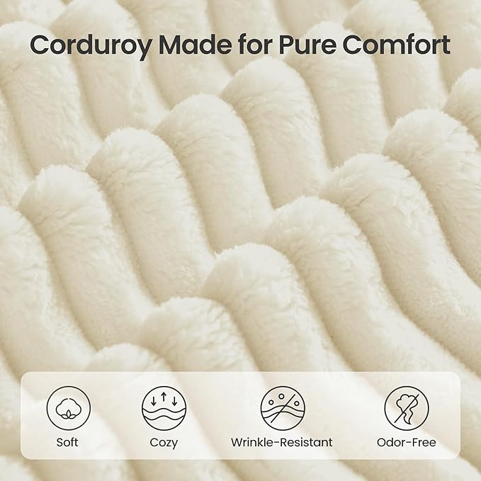 VASAGLE 108.3 Inches Boneless Couch with Chaise, Modular Sectional Sofa, Modern Cloud Couch with Deep Seat, L-Shape Corduroy Sofa for Living Room, Right-Facing Chaise, Bedroom, Cream White ULCS182WD01