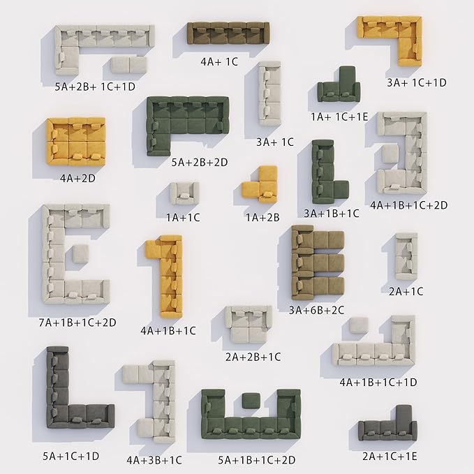 POVISON 83" Modular Sectional Sofa for Living Room Modern Large Sectional Couches Velvet Loveseat Oversized Deep Seat Sofa Set 2 Seater Big Comfy Cloud Couch for House Office