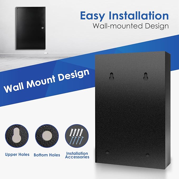 ORIENTOOLS Key Box 100 Position Steel Key Safe Cabinet, Wall Mount Key Holder Lock Box with Key Tags, Key Organizer Ideal for Home, Hotels, Valets and Office Key Storage, Black