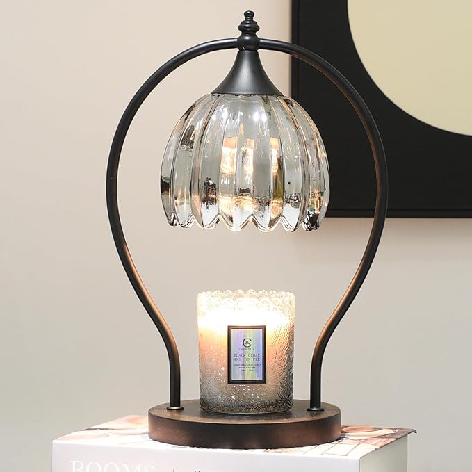 Candle Warmer Lamp with Timer, Vintage Black Wax Melt Warmer Lamp Electric Dimmable Candle Warmer, House Warming Gifts Home Decor for Living Room Bedroom Office, Birthday Gifts for Mom, Women & Men