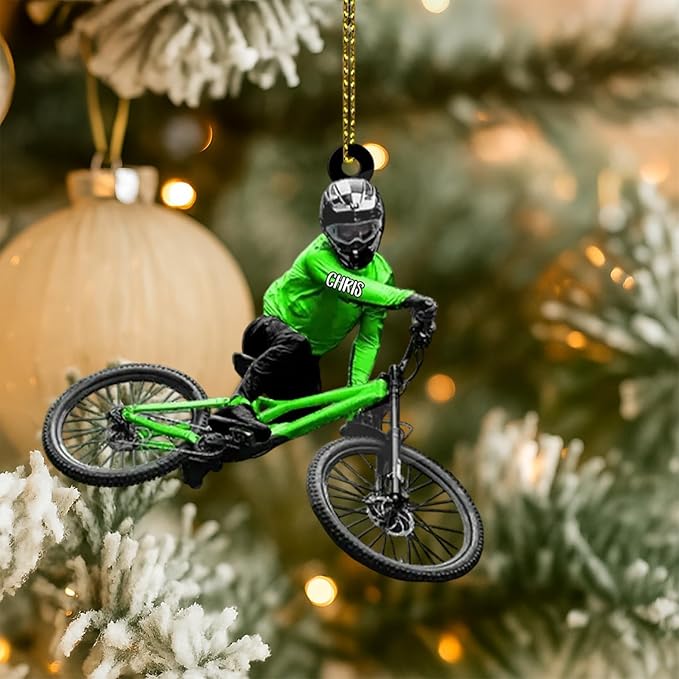 UrbanNEST Personalized Mountain Bike Christmas Ornament, Bicycle Ornaments for Christmas Tree, Mountain Bike Ornament, Bicycle Ornaments, Biker Girl Gifts, Gifts for Cyclist, Xmas Decorations