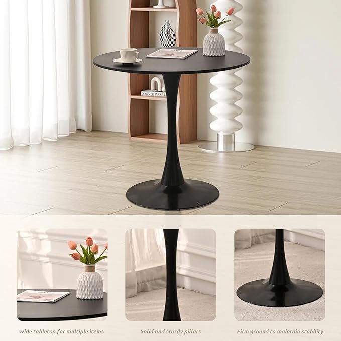 SoarFlash Kitchen Table and Chairs for 2, 24" Dining Table Set for 2 with Velvet Upholstered Chairs, 3 Piece Round Kitchen Table Set, Dining Room Table Set for Small Space, Apartment