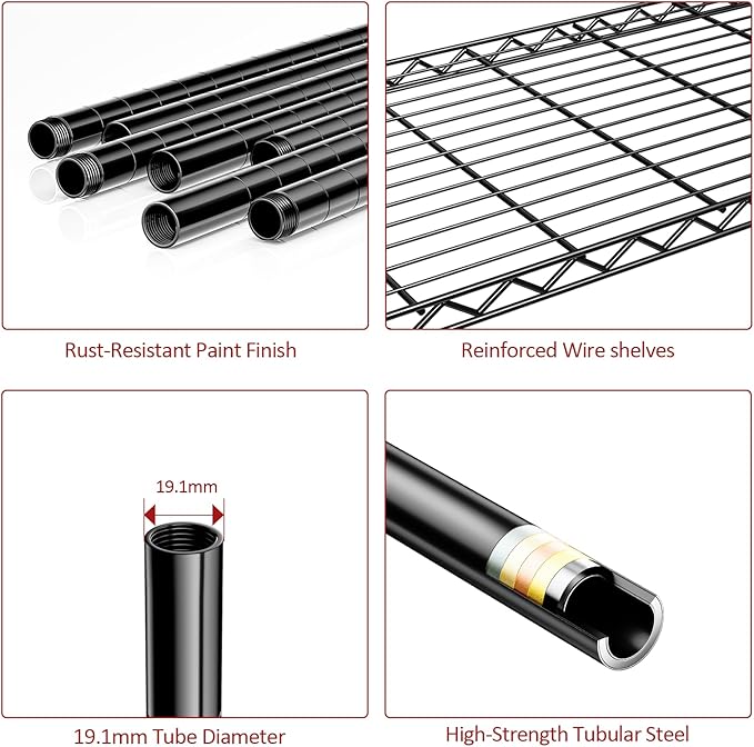 IZEUK 2 Tier Adjustable Metal Storage Shelving Unit, Heavy Duty Wire Rack Organizer for Kitchen, Living Room or Office, 220 lbs Capacity, 27.6 W x 11.8 D x 23.4 H, Black