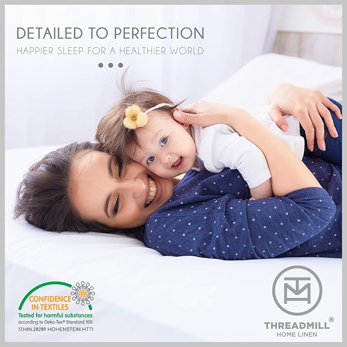 Threadmill 100% Cotton Sheets for Full Size Bed - 600 Thread Count Full Bed Sheets Set with 16” Deep Pocket - Damask Stripe Sateen Weave 4-Piece Bedding Set with Cooling Effect, Blue