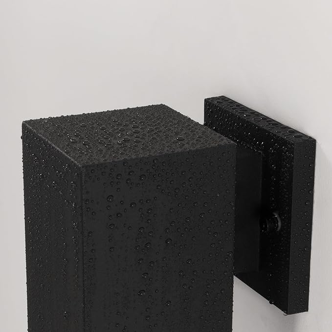 mirrea 7-inch Outdoor Porch Wall Light for House, Waterproof Exterior Sconce for Patio, Wall Mount Lighting Fixture for Front Door, Matte Black Rectangular Downlight for Garage, Set of 2