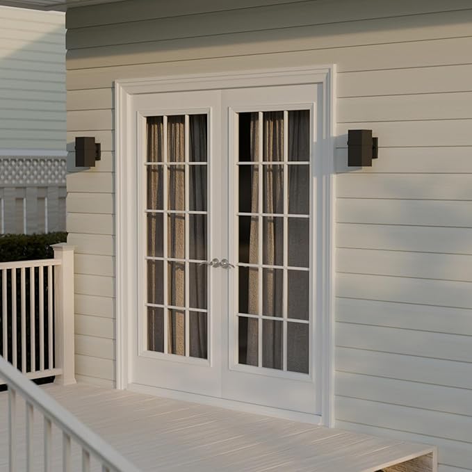 GLOBE Electric 60000180 9W LED Integrated Dusk to Dawn Outdoor Wall Sconce, Matte Black, 500 Lumens, 2700 Kelvin, 80 CRI