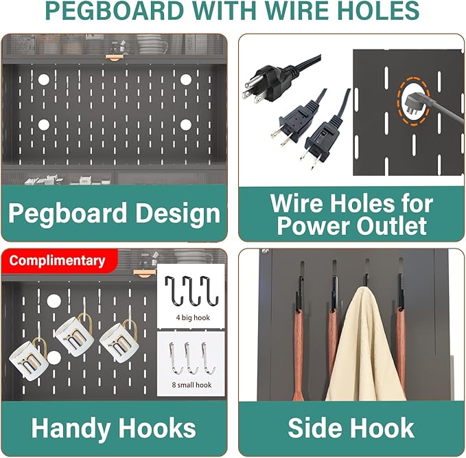 73'' Tall Kitchen Pantry Cabinet, 6 Level Flip Door with Pegboard Metal Pantry Storage Cabinet, Anti-Tip Design Hutch for Kitchen, Dining Room, Living Room,Grey