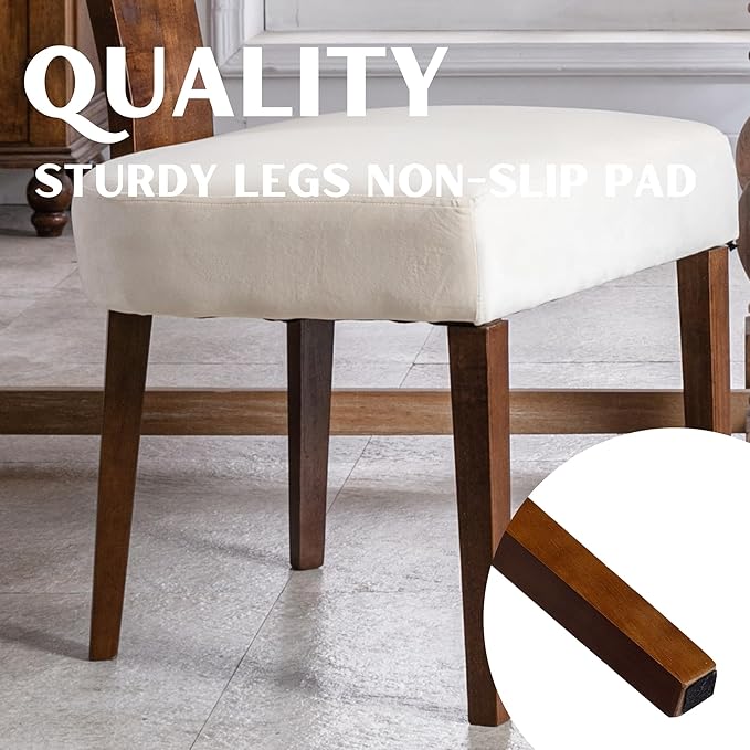 Dining Chairs Set of 4 Modern Dining Chair with Wood Legs, Upholstered Velvet Dining Chairs for Dining Room, Kitchen, Vanity, Living Room, Cream