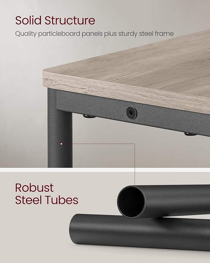 VASAGLE Side Table with Charging Station, Narrow End Table, 3-Tier Nightstand, Sofa Table for Small Spaces, Magazine Rack, for Living Room, Bedroom, Study, Heather Greige and Ink Black ULET335K04