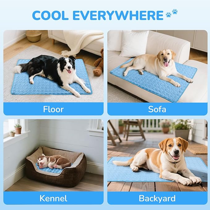 Dog Cooling Mat,2025 Upgraded Washable Pet Cooling Pad for Dogs & Cats,Keep Cool for Pets in Summer,Dog Bed for Outdoor & Home Use,24 * 20"(Blue, Medium)