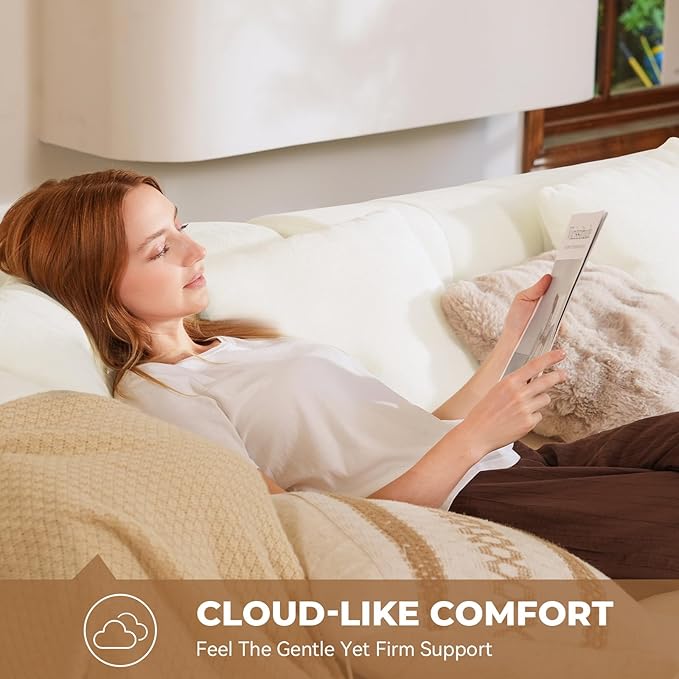 107" Boneless Couch with L - Shaped Chaise, Modern Chenille Modular Sectional Sofa with Tufted Design, Comfy Upholstered Sofa, No - Assembly Sectional Couch, Cream White