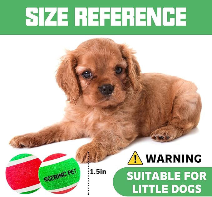 X-Small Dog Tennis Balls Dog Toys Ball 1.5" Pack of 12, Fit Ball Launchers,Christmas Dog Toys