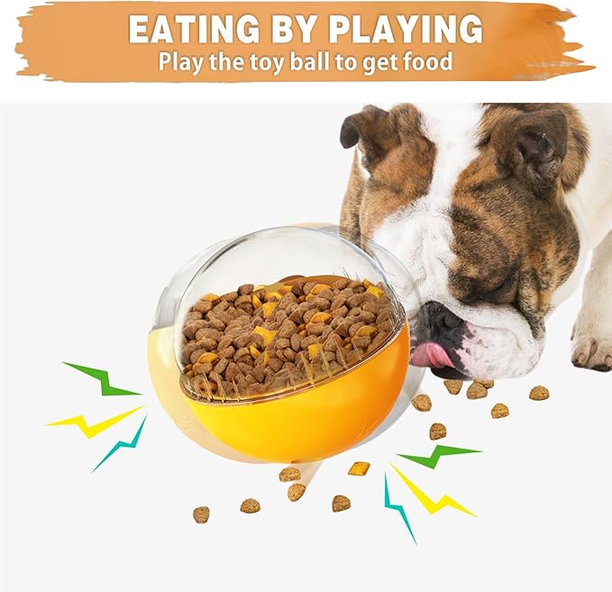 Enrichment Interactive Dog Treat Toy - Level 1 Mental Stimulation for Dogs, Dog Toys for Boredom Busy (Beginner-Orange 5.6" Squeaky Ball)