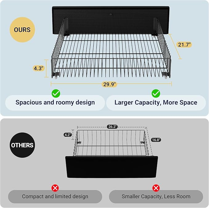 Allewie Modern Queen Size Platform Bed Frame with 4 Storage Drawers and Velvet Upholstered Headboard, Wooden Slats Support, Upholstered Mattress Foundation/No Box Spring Needed/Easy Assembly, Black