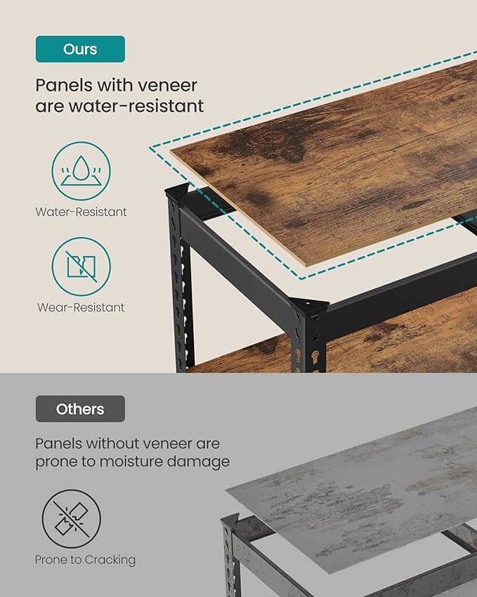 SONGMICS 5-Tier Storage Shelves, Load 2310 lb, Garage Storage, Boltless Assembly, Adjustable Shelving Unit, 11.8 x 29.5 x 59.1 Inches, for Study Shed Basement, Black and Rustic Brown UGLR300B11