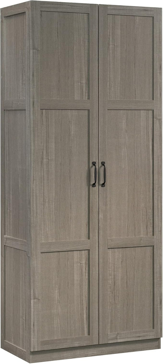 Sauder Select Storage Cabinet, Pantry Cabinet Kitchen Storage with Adjustable Shelves, Bathroom Storage Cabinet, in Silver Sycamore