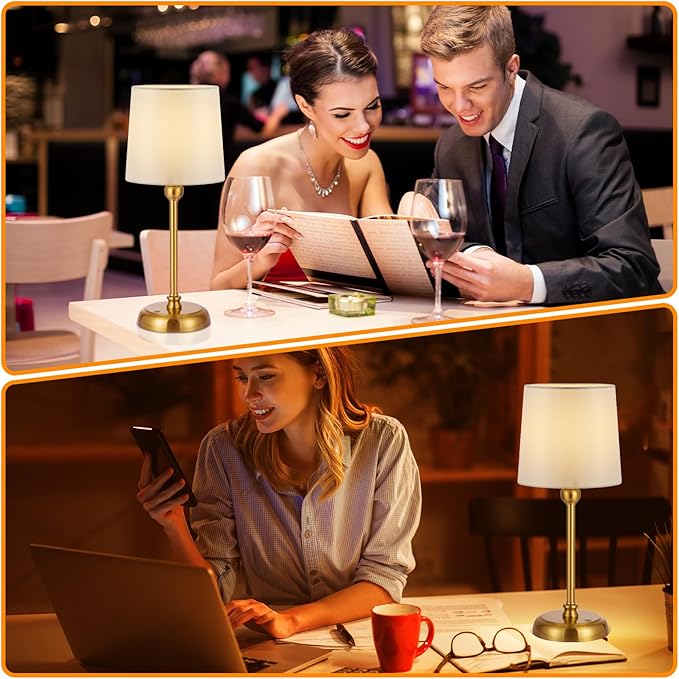 Cordless Small Table Lamp,6000mAh Rechargeable Battery Powered,LED Touch Control Dimmable Bedside Operated Night Table Top,Light for Bedroom/Home/Restaurant/Entryway/Dining/Living Room/Cafe(Gold-High)