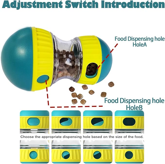 Dog Food Puzzle Toys, Adjustable Dog Treat Dispensing Dog Toys, Interactive Chase Slow Feeder for Boredom and Stimulating, IQ Training for Medium/Large Dogs
