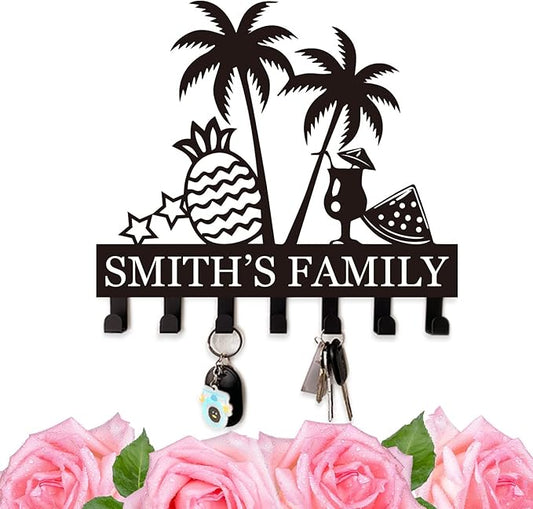 Custom Metal Key Holder for Wall,Name Key Holder,Wall Mounted Key Racks,Family Name Key Hooks, Towel Hooks Wall Mount