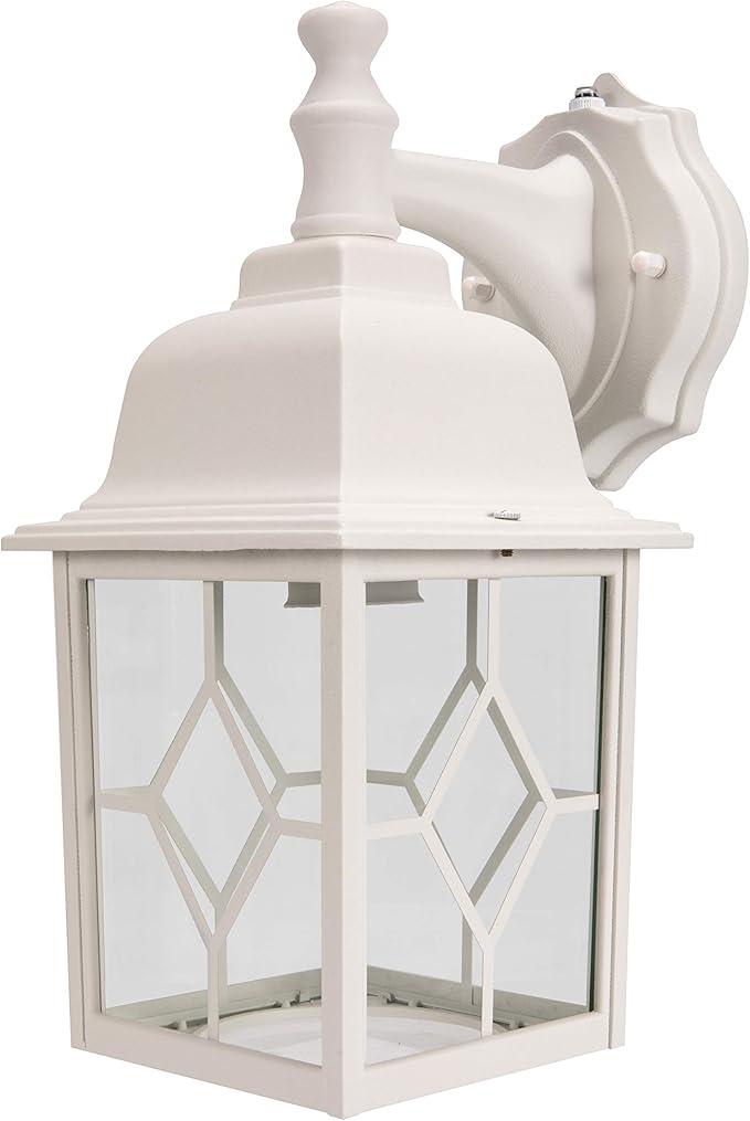 LIT-PaTH Dusk to Dawn Outdoor Wall Lantern, White Large Exterior Wall Light Fixture, E26 Base, Anti-Rust Aluminum Porch Lighting for Outside, Patio, Garage, 1 Pack