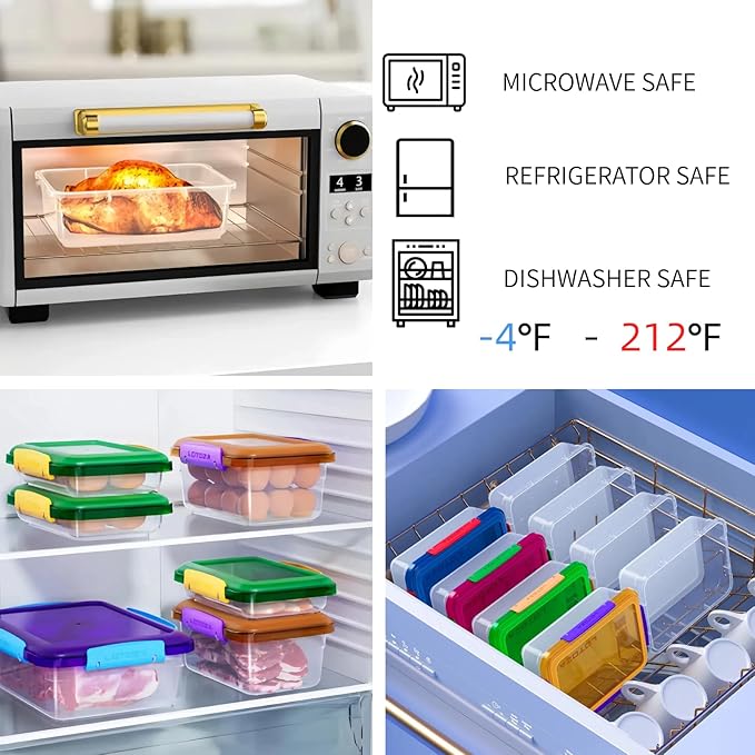 10 Pcs Set Food Storage Containers with Lids BPA Free Plastic Snap Lock Container Kitchen Pantry Organization for Meal Prep Lunch Salad Leftover Fruit Stackable Microwave Dishwasher Safe 5/12/29/68 oz