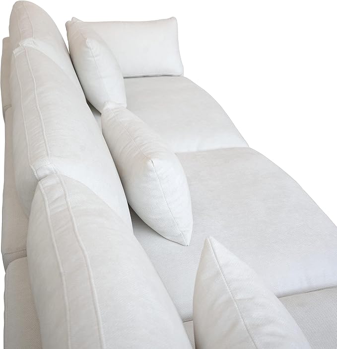 Modular Sectional Sofa,119inch V Shaped Down Filled Cloud Couch,5 Seater Convertible Sofa Living Room Set,Cover Washable and Replaceable Couches for Living Room,White