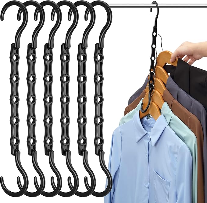AMKUFO 12 Pack-Closet-Organizers-and-Storage, Hangers-Space-Saving-for-Closet-Organization, Clothes-Hanger-Space-Saver-for-College-Dorm-Room-Essentials, Small-Apartment-Storage