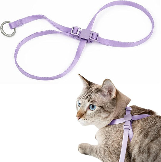 Cat Harness Escape-Proof Anti-Choking Adjustable Nylon Harness Lightweight with Anodized Aluminum Buckle, Ideal for Cats Outdoor Walking Training, IDA Award (Monet Purple, S (13.8"))