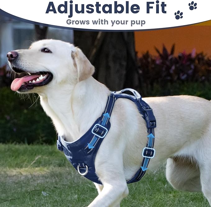 No Pull Dog Harness, Reflective Puppy Vest for Small Medium Large Sized Dog(Prussian Blue,S)