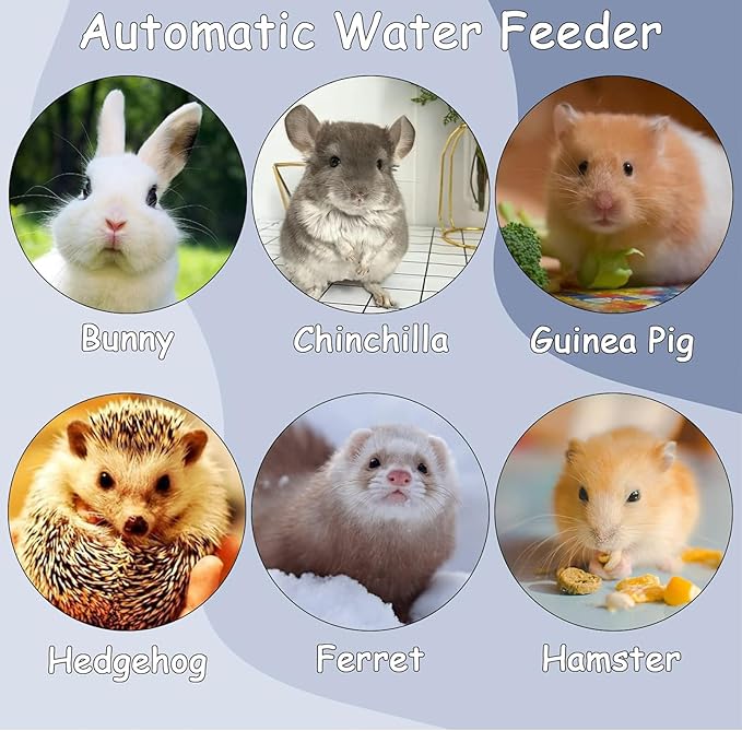 Tfwadmx Rabbit Watter Bottle 17oz Dispenser No Drip Small Animal Cage Water Feeder Bowl Hanging Guinea Pig Automatic Water for Bunny Chinchilla Hedgehog Ferret (Blue)