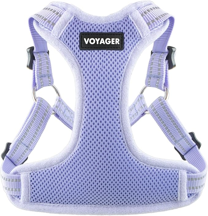 Best Pet Supplies Voyager Adjustable Dog Vest Harness Breathable No Pull Harness for Small, Medium, Large Dogs, Heavy Duty Harness, Easy Step-in, Reflective Stripes - Lavender, XS (Chest: 13-16")