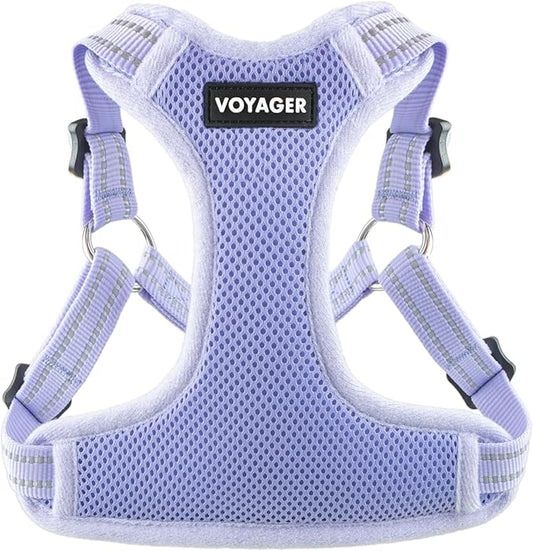 Best Pet Supplies Voyager Adjustable Dog Vest Harness Breathable No Pull Harness for Small, Medium, Large Dogs, Heavy Duty Harness, Easy Step-in, Reflective Stripes - Lavender, S (Chest: 15-18")
