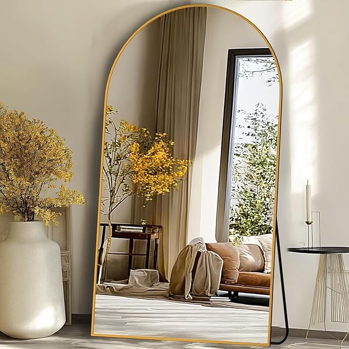 Floor Mirror, 44"×88" Full Length Mirror with Stand for Bedroom Living Room, Gold