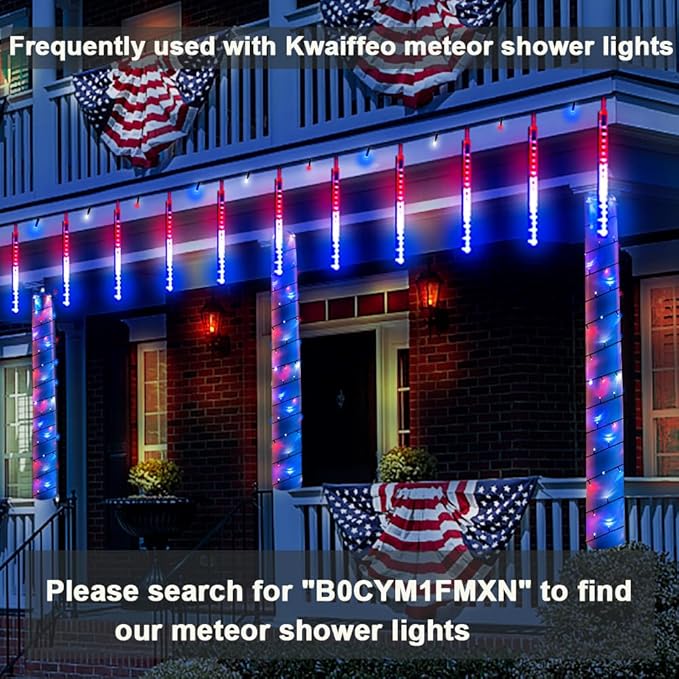 Kwaiffeo 4th of July Decorations Outdoor, 100FT 300LED Red White and Blue String Lights for Independence National Memorial Day, Flag Lights for 2024 President Election Campaign, 1 Pack