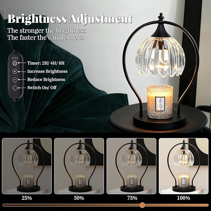 Candle Warmer Lamp with Timer Dimmer - Candle Warmer for Jar Candles - Plug in Wax Melt Warmer Unique Birthday Gifts for Women Mom House Warming Gifts New Home Room Decor