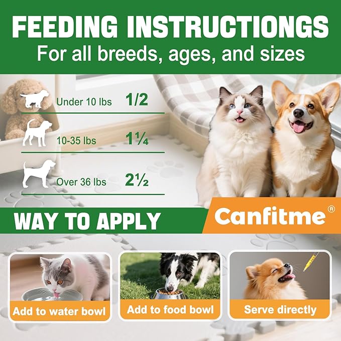 Natural Oral Flea and Tick Support for Dogs and Cats, Herbal Liquid with Multivitamins-All Breeds and Ages-Supports Immunity, Skin & Coat Support-Bacon Flavor