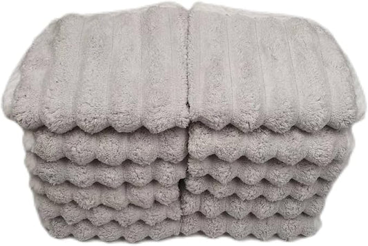 SOFTBATFY Soft Washcloths 12 Pack, High Absorbent Microfiber Ribbed Essential Washcloths for Bathroom, Home, Hotel, Spa, Beach, Pool, Gym (Washcloth - Set of 12, Grey)