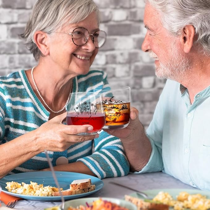 Ithmahco First Time Grandparents Christmas Gifts 2026, Grandma Wine Glass And Grandpa Whiskey Glass Set, Pregnancy Announcement Gifts For Grandparent, Promoted To Grandparents Christmas Gift