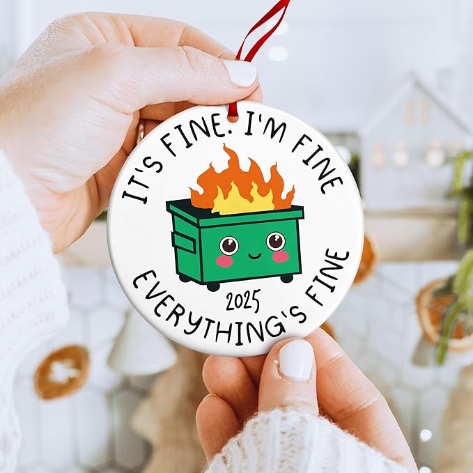 Dumpster Fire Ornament - Dumpster Fire Ornament for Christmas Tree - Ideal Dumpster Fire Gifts for Him and Her - Unique Decorative Ornaments for The Holiday Season - A Sentimental Reminder of 2025