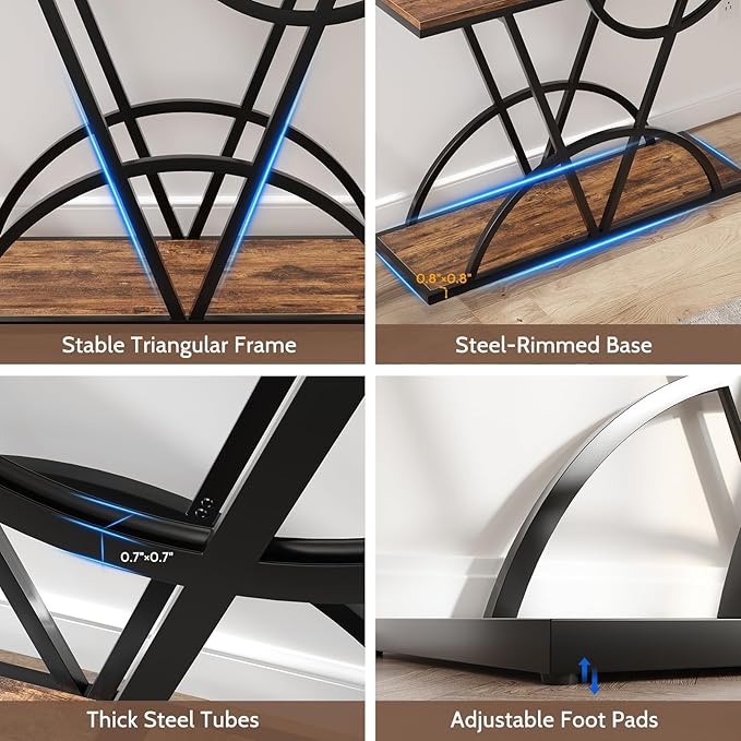 43" Console Table, Industrial Entryway Table with Storage Shelf, Narrow Wood Sofa Table with Metal Frame for Living Room, Hallway, Foyer, Entrance