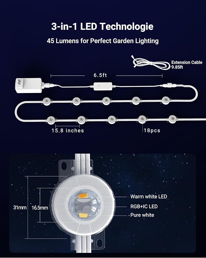 Permanent Outdoor Lights, 100ft RGBICWWPW Christmas Lights with 72 Triple-LED, IP67 Waterproof, 45lm Tunable White for Christmas Decorations, Daily and Holiday, Works with Alexa, Google Assistant