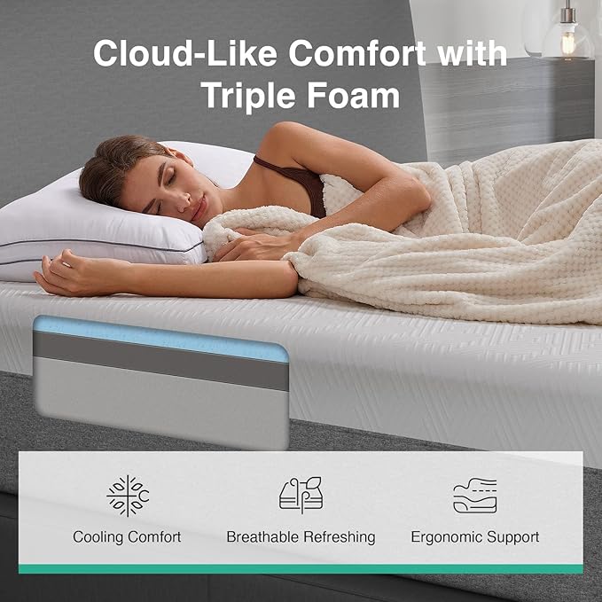 Novilla Mattress Queen Size, 14 Inch Gel Queen Memory Foam Mattress in a Box for Suppotive, Pressure Relieving & Plush Comfort, Bliss